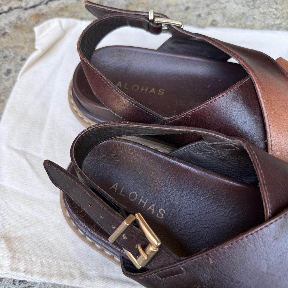 ALOHAS Two-Tone ombré marshmallow Leather slide Sandals - Picture 5 of 6